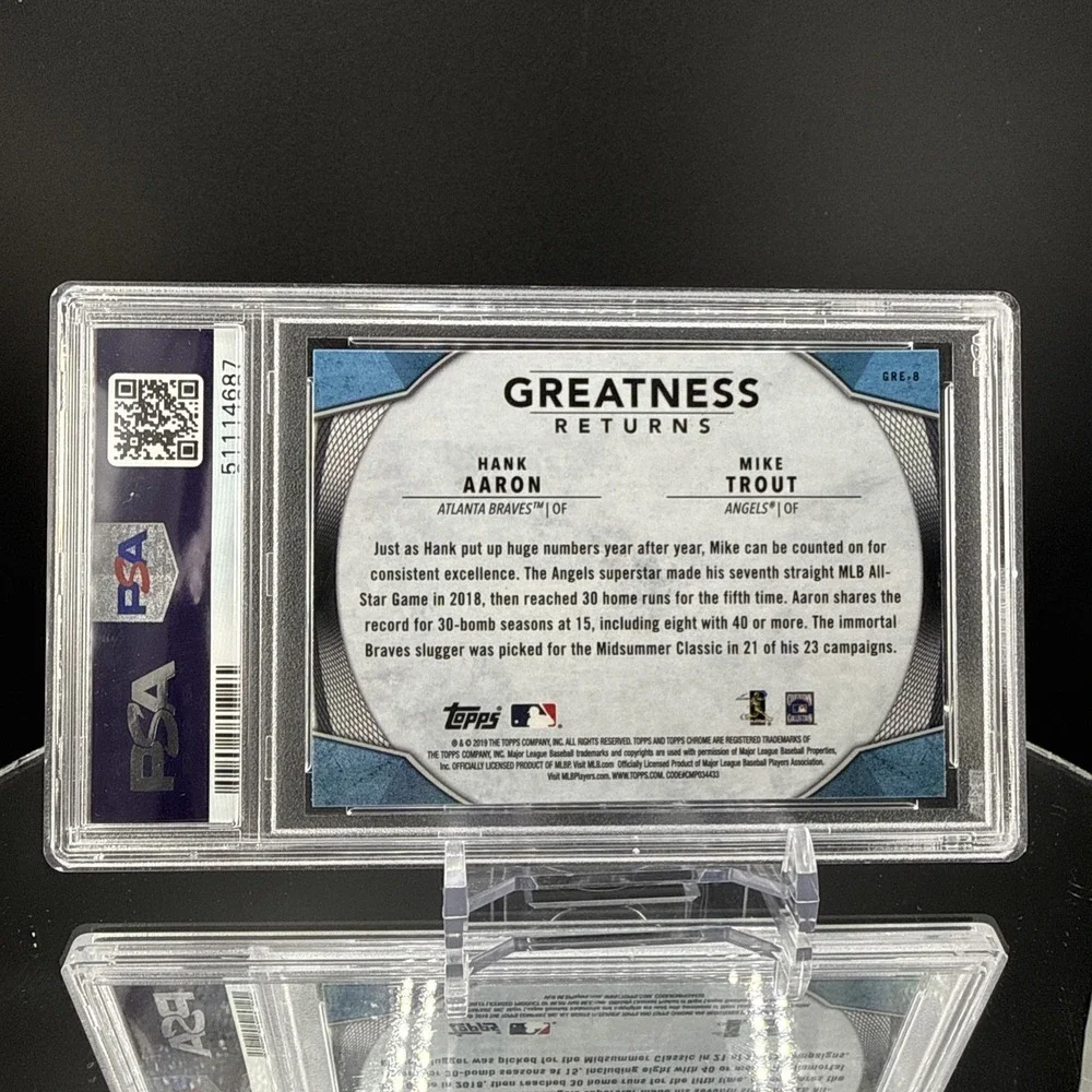 2019 Topps Chrome Greatness Returns Hank Aaron Mike Trout PSA 10 GEM MINT